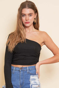 Alyssa One Shoulder Long Sleeve (black)