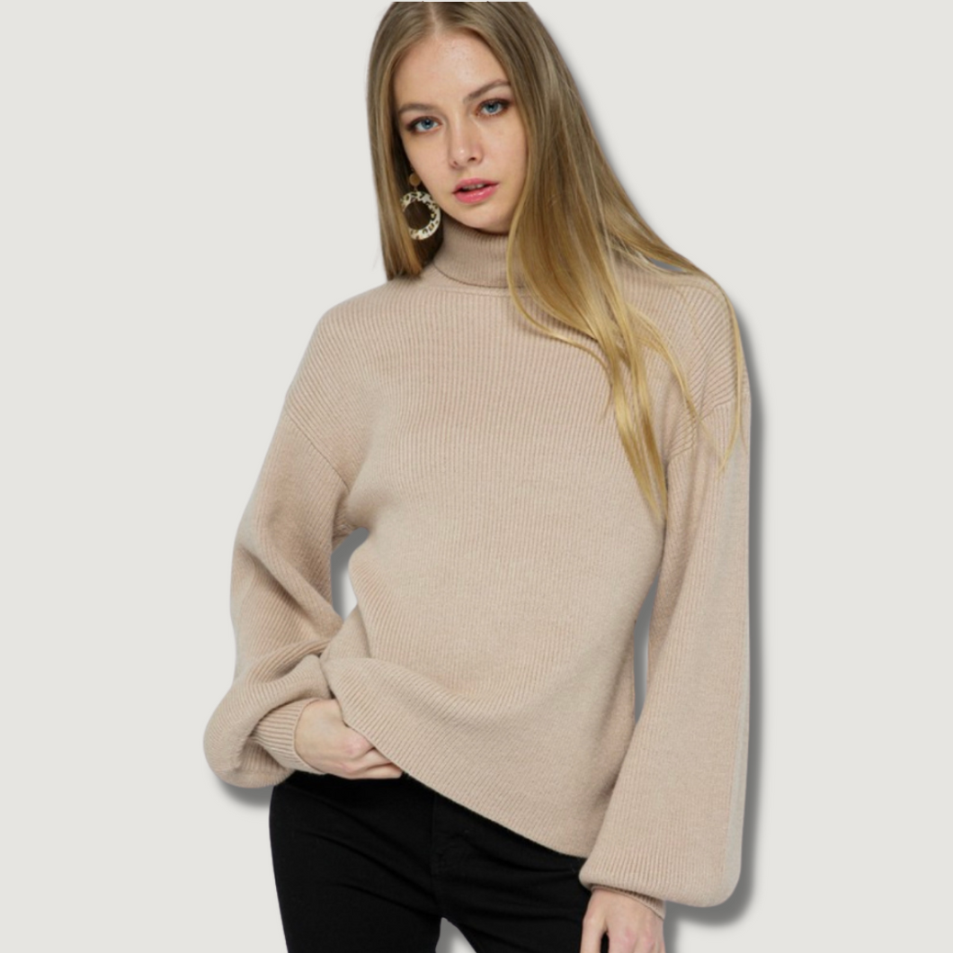 Jessi Knit Turtle Neck Sweater Top (tan)