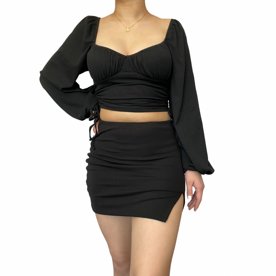 Daniella Black Long Sleeve Top