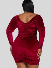 Load image into Gallery viewer, Bree Velour Dress Plus(wine)
