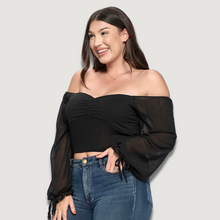 Load image into Gallery viewer, Ally Black Long Sleeve Top (plus size)
