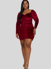 Load image into Gallery viewer, Bree Velour Dress Plus(wine)
