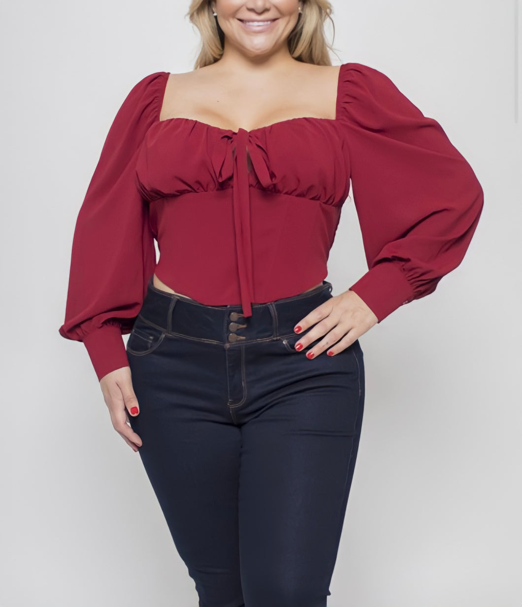 Nicole Corset Blouse Plus (burgundy)