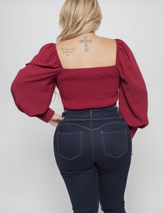 Nicole Corset Blouse Plus (burgundy)