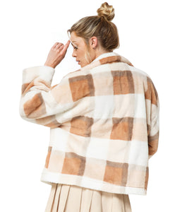 Diana Plaid Fur Coat (khaki)