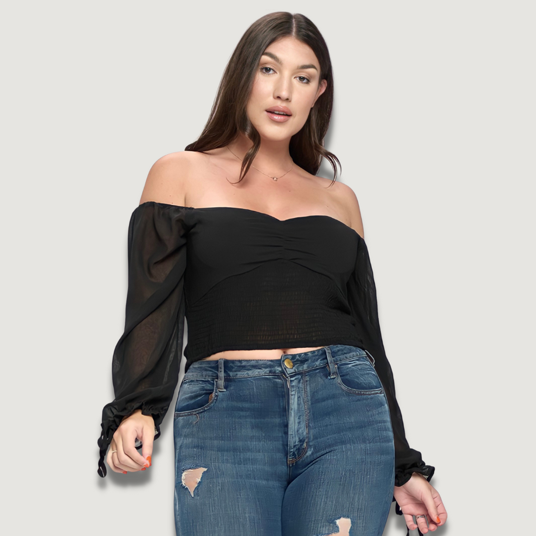 Ally Black Long Sleeve Top (plus size)