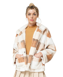 Diana Plaid Fur Coat (khaki)