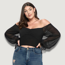 Load image into Gallery viewer, Ally Black Long Sleeve Top (plus size)
